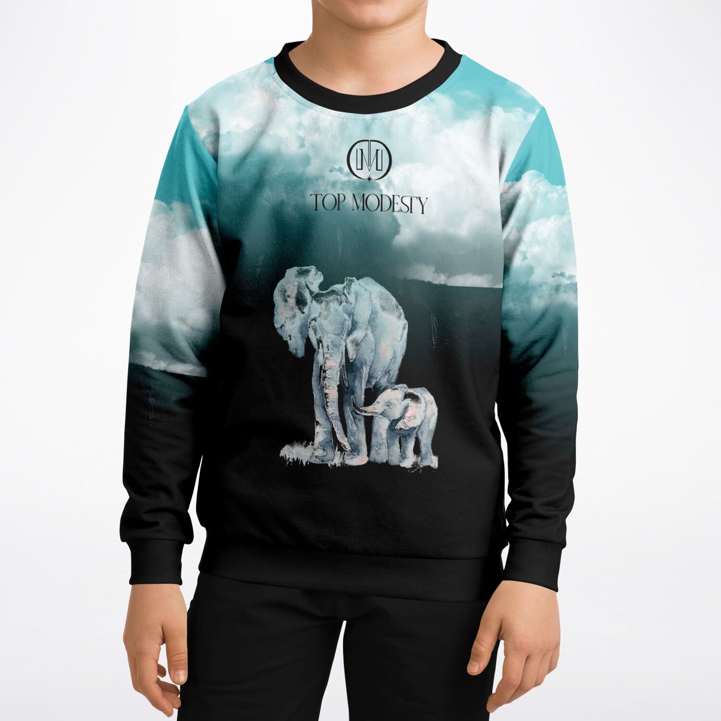 Top Modesty Kadims Fashion Kids /Youth Sweatshirt (Black)