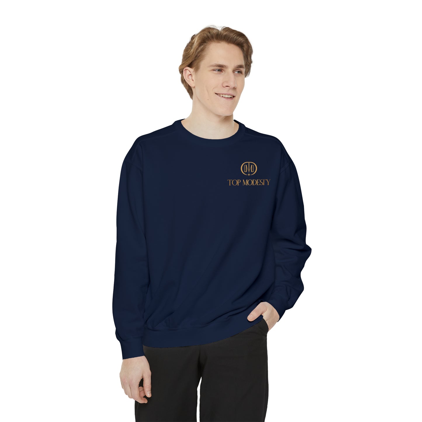 Top Modesty Tag Logo Unisex Garment-Dyed Sweatshirt