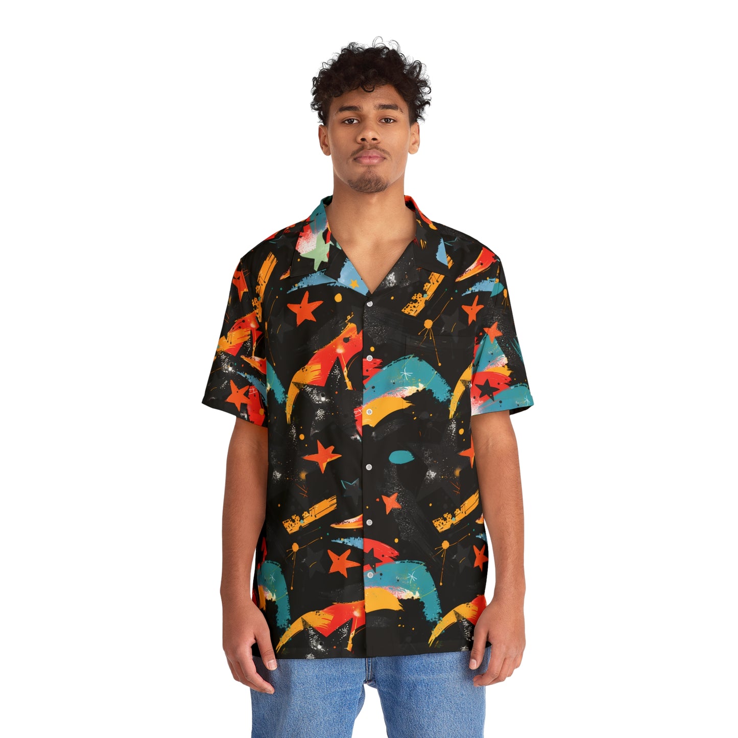 Top Modesty Men's Hawaiian Shirt (BLACK)