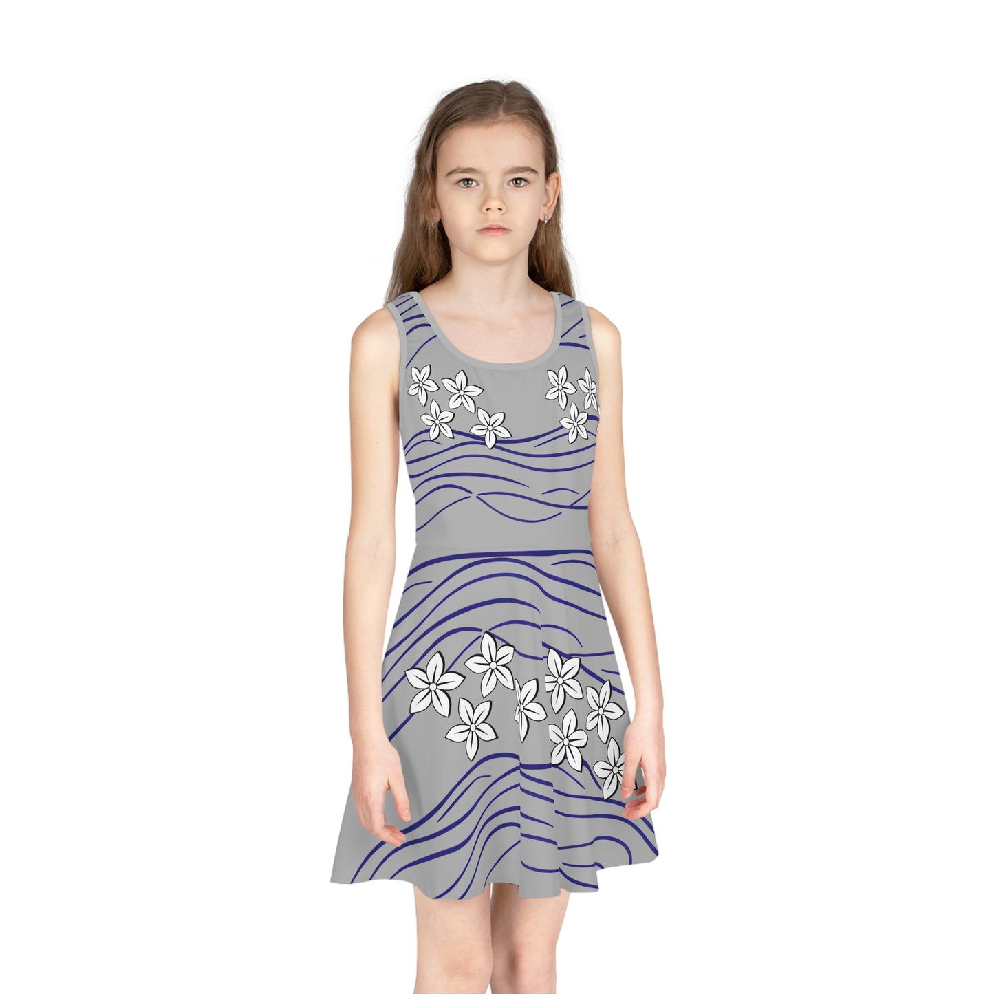 Top Modesty Girls' Sleeveless Sundress (light grey)