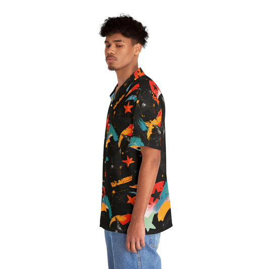 Top Modesty Men's Hawaiian Shirt (BLACK)