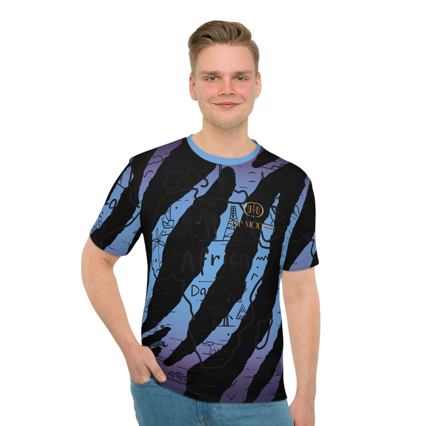 Top Modesty Men's Africa Day T-shirt-light Blue