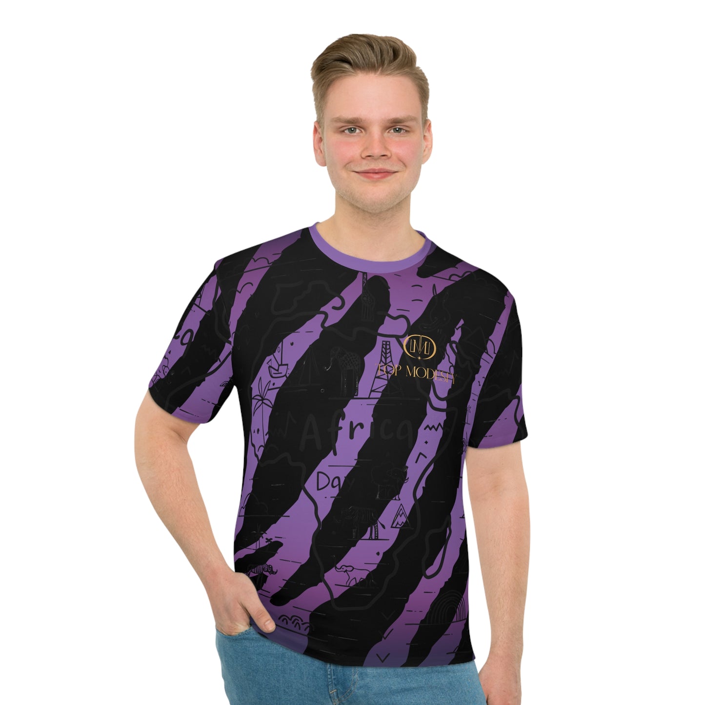 Top Modesty Men's Africa Day T-shirt-light Purple