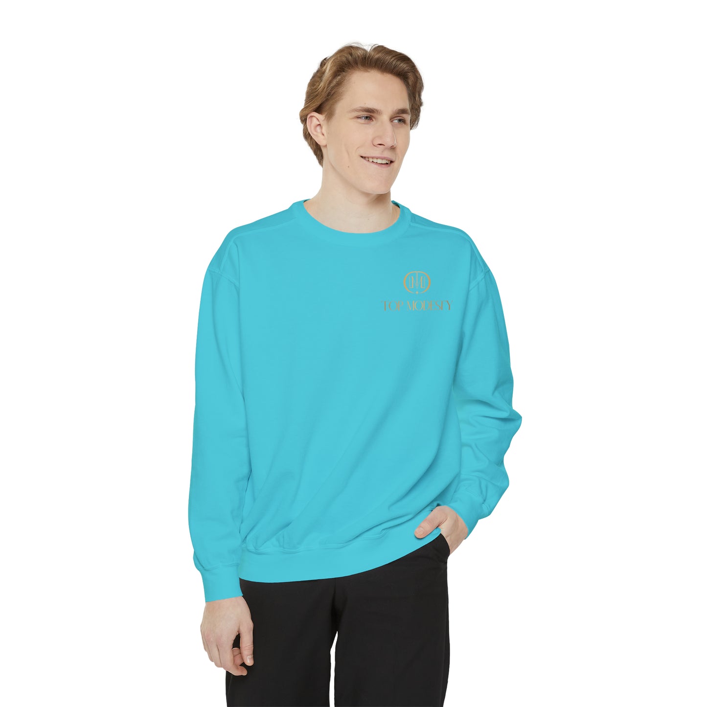 Top Modesty Tag Logo Unisex Garment-Dyed Sweatshirt