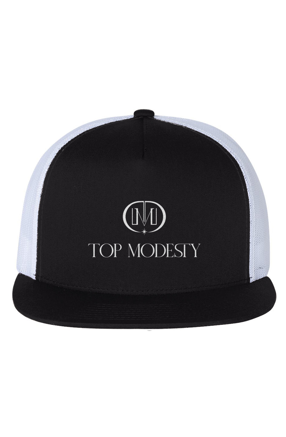 Top Modesty White Mesh Five-Panel Trucker Cap