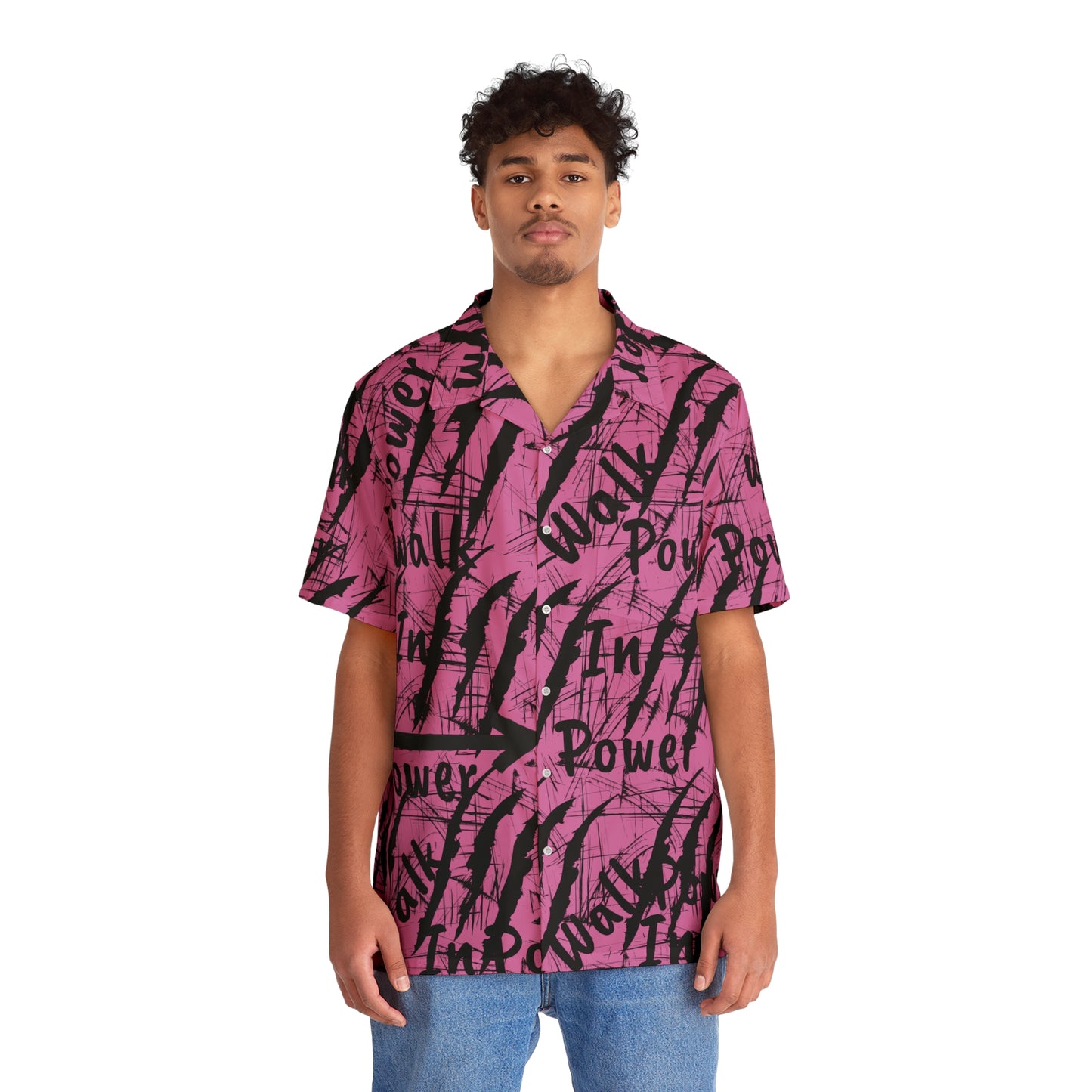 Top Modesty W.I.P(Walk In Power) Men's Hawaiian Shirt (light pink)