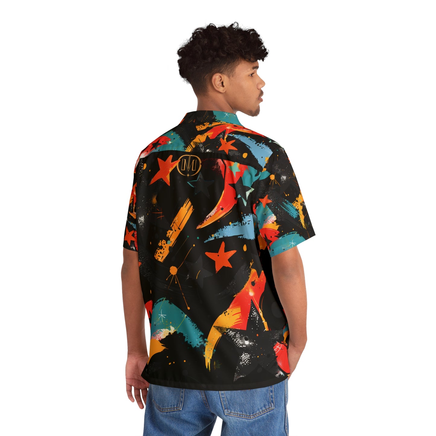 Top Modesty Men's Hawaiian Shirt (BLACK)