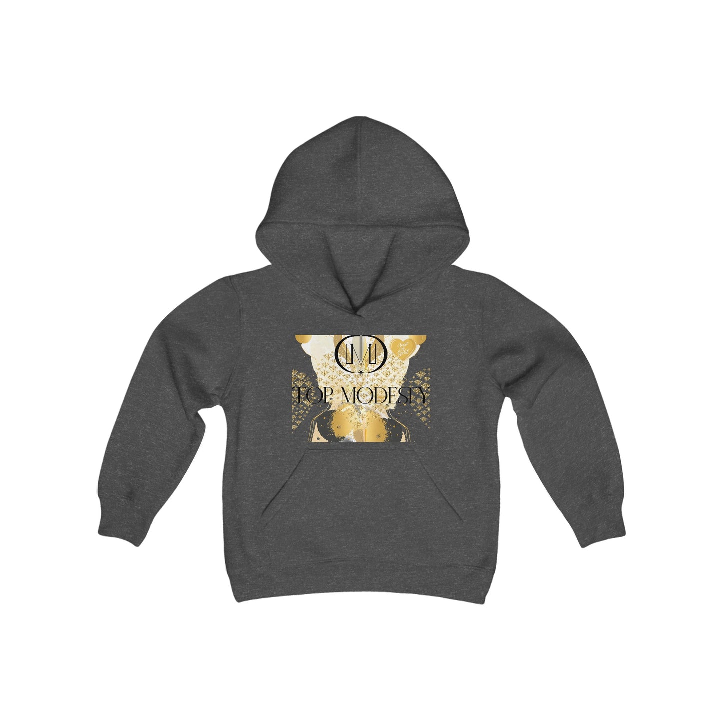 Top Modesty Heart of Gold Youth Heavy Blend Hooded Sweatshirt